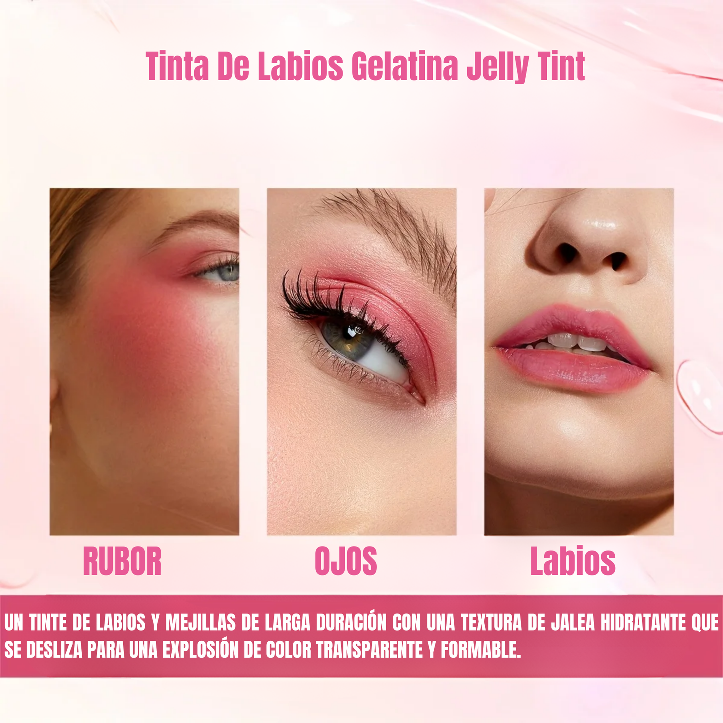 Jelly Tint™ Rubor y Labial en Gelatina para un Look Natural y Radiante (Pack x4)