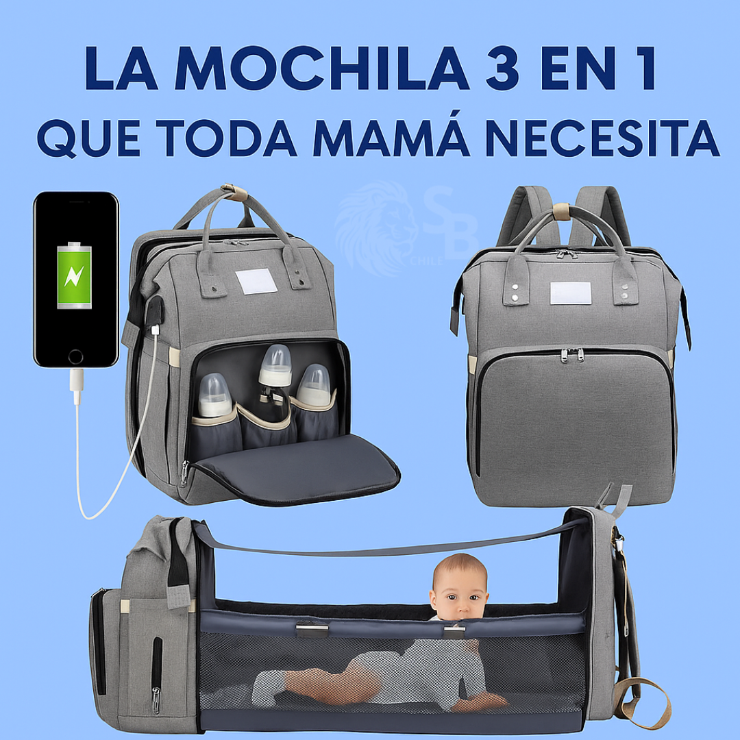 La Mochila 3 en 1 que Toda Mamá Necesita: Pañalera, Cuna y Cambiador en Uno Solo