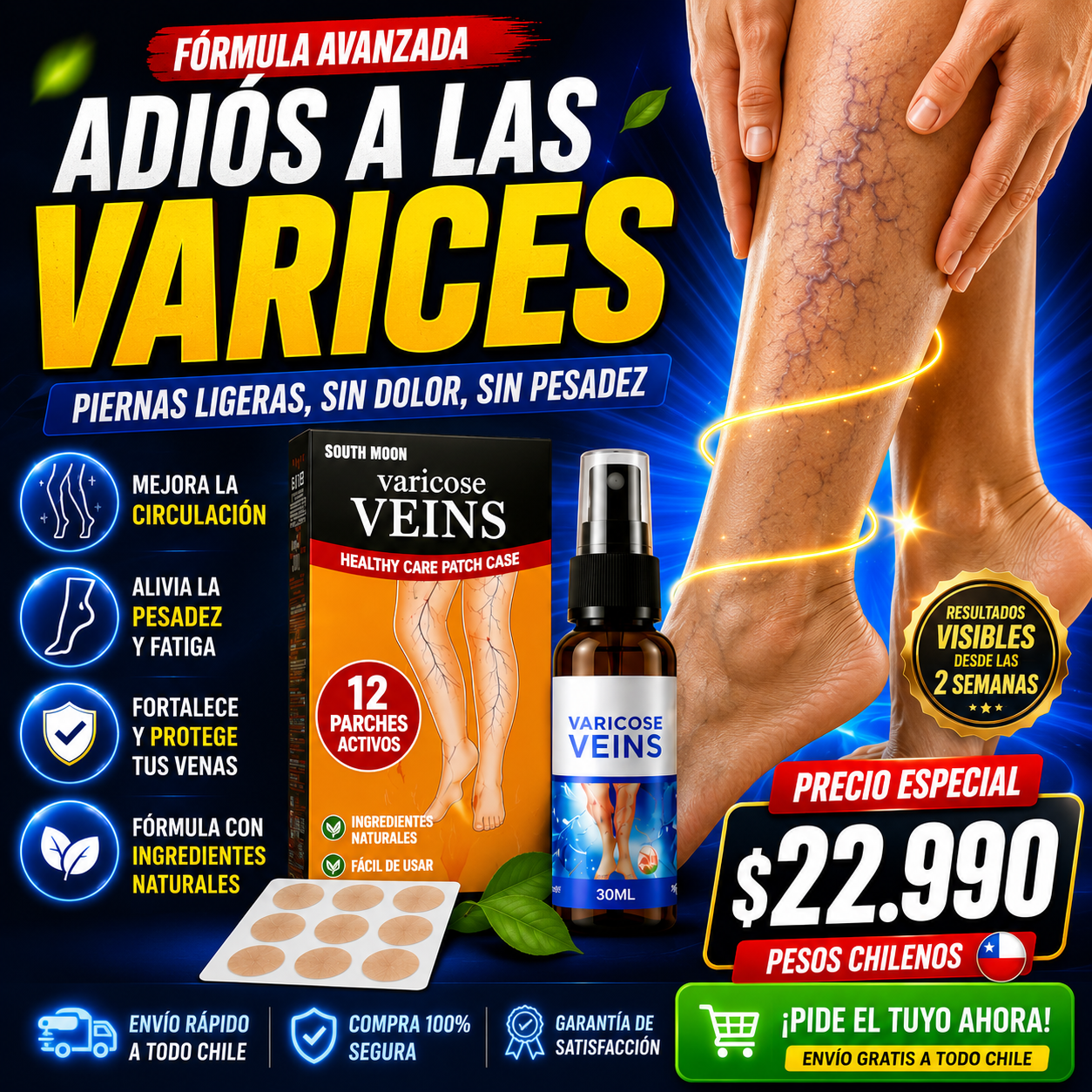 KIT VARICES SPRAY + 12 PARCH