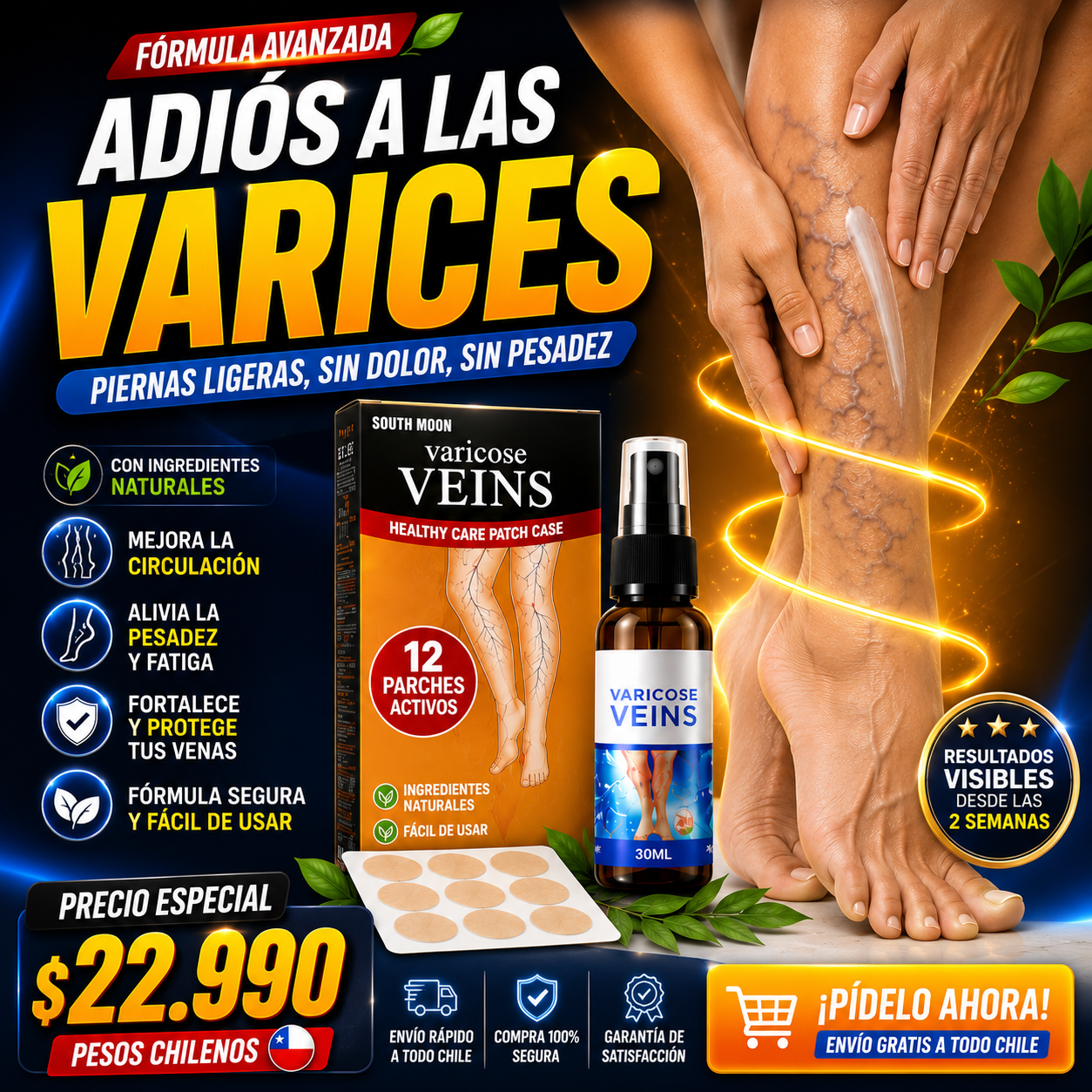 KIT VARICES SPRAY + 12 PARCH